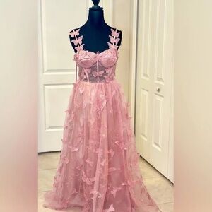 Elegant Pink Butterfly Dress